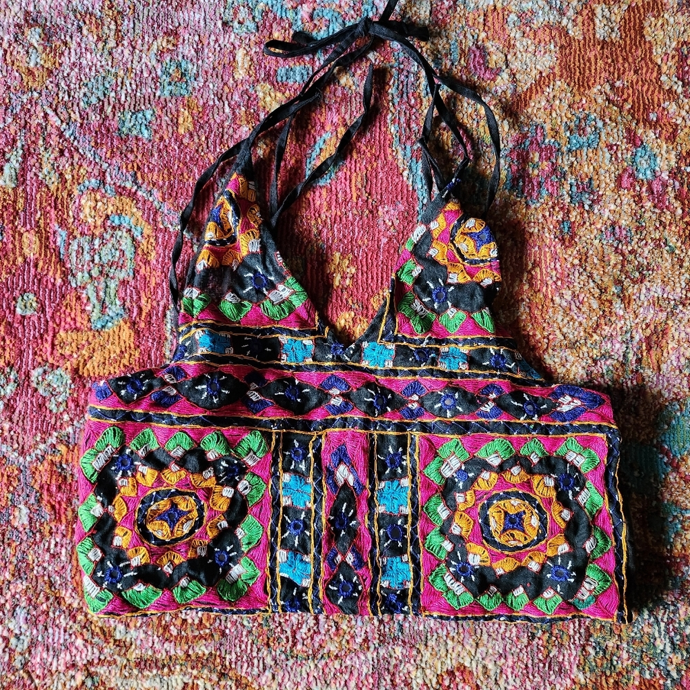 Boho embroidered crop top